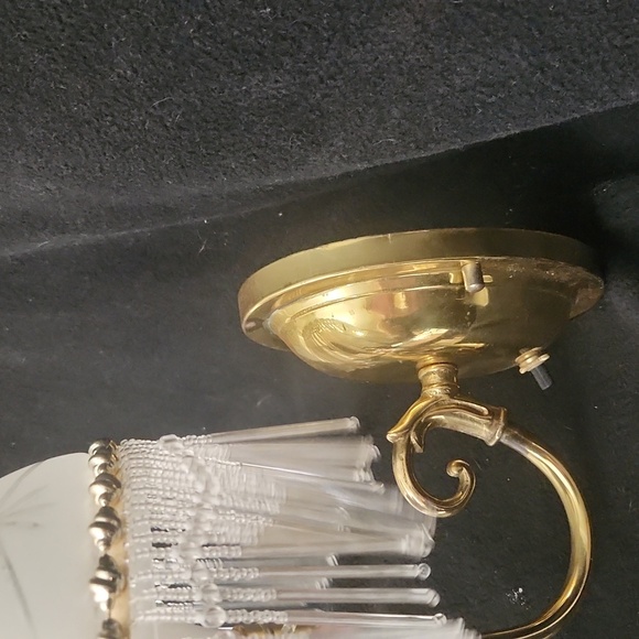 Elegant Gold Brass and White Wall Sconce Set - Picture 5 of 6